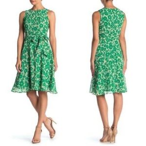 Eliza J Green Floral Chiffon Dress size 2 NWT